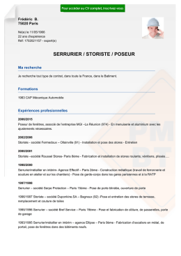 Recrutement CV SERRURIER / STORISTE / POSEUR