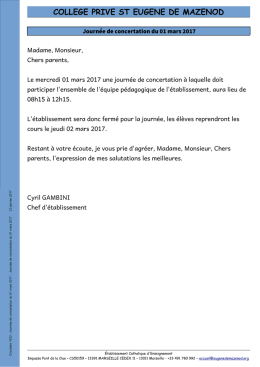 Circulaire 1633 - Journée de concertation du 01 mars 2017