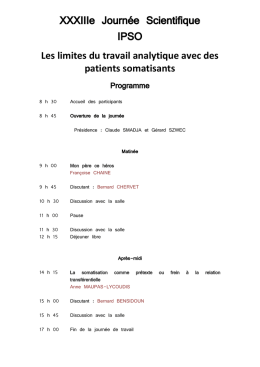 XXXIIIe Journée Scientifique IPSO - Ipso