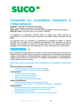 Conseiller ou conseillère volontaire à l`international