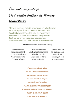 Des mots en partage… De l`atelier écriture de