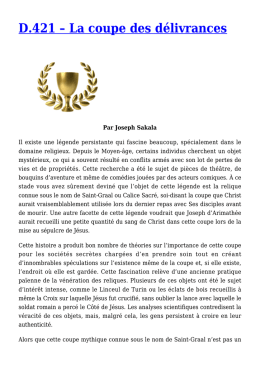 La coupe des délivrances