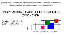 СОВРЕМЕННЫЕ НАПОЛЬНЫЕ ПОКРЫТИЯ (ООО «СНП»)