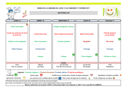 LUNDI 13 MARDI 14 MERCREDI 15 JEUDI 16 Vendredi 17 Céleri