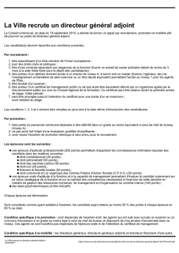 La Ville recrute un directeur général adjoint