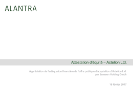 Attestation d`équité – Actelion Ltd.