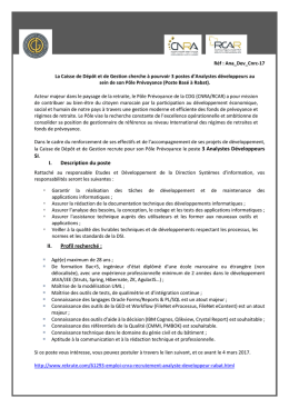 e R&eacute;f : GPI_Cnrc-17 SI. I. Description du poste II. Profil recherch&eacute; :
