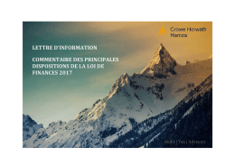 commentaire des principales dispositions de la loi de finances 2017