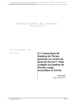 Le Consortium du Jambon de Parme pr&eacute;sente sa recette du mois de