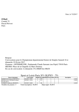 D&eacute;partemental Simple 2017 - Convocation