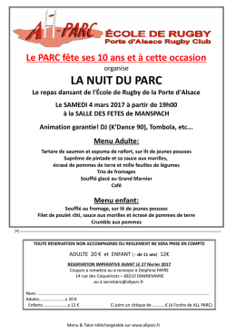 LA NUIT DU PARC - Porte d`Alsace Rugby Club