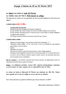Voyage &agrave; Nantes du 20 au 22 f&eacute;vrier 2017