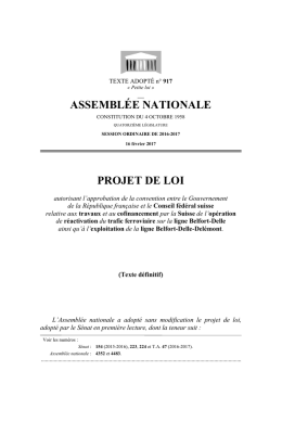 ASSEMBLÉE NATIONALE PROJET DE LOI