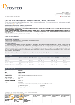 9.00% pa Multi Barrier Reverse Convertible sur BASF