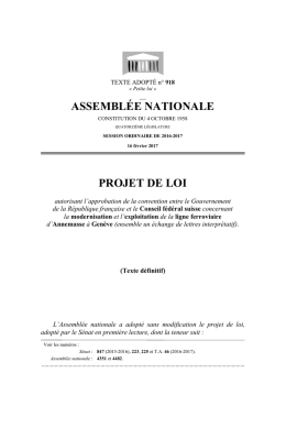 ASSEMBL&Eacute;E NATIONALE PROJET DE LOI