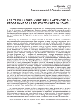 les travailleurs n`ont rien a attendre du programme de