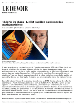 Théorie du chaos - L`effet papillon passionne les mathématiciens