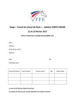 Stage &laquo; Travail du cheval de Style &raquo; - Adeline WIRTH