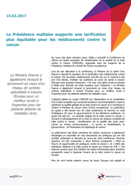 15.02.2017 La Présidence maltaise supporte une tarification plus