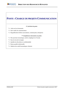 Charg&eacute; de projets communication