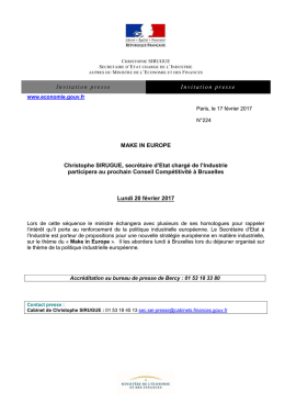 Invitation presse Invitation presse MAKE IN EUROPE Christophe