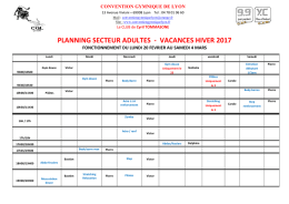 Planning adultes vacances hiver - Lyon