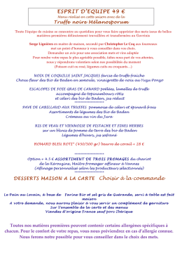 Menu de F&eacute;vrier &ndash; Truffes