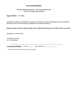 Acquisition de quatre (4) opérateurs de vanne sur remorques, trois