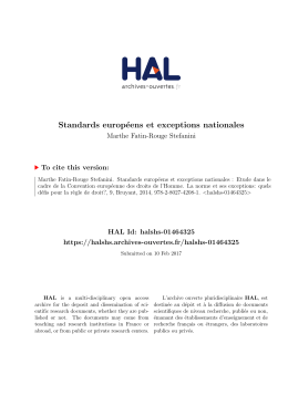 Standards européens et exceptions nationales - Hal-SHS
