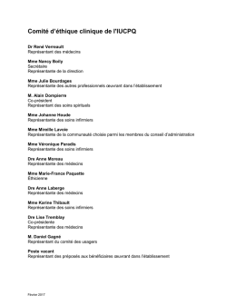 Comit&eacute; d`&eacute;thique clinique