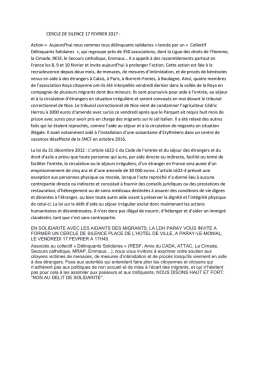 CERCLE DE SILENCE 17 FEVRIER 2017 : Action « Aujourd`hui