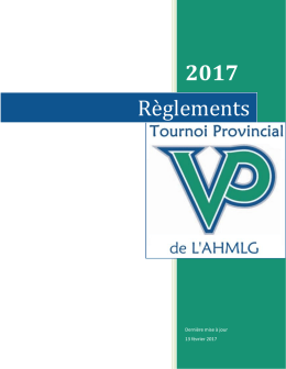 R&egrave;glements - Tournoi Provincial VP de l`AHMLG