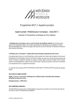 Appels à projets - Mécènes pour la Musique