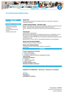 Formacode : 42121 - Code Rome : C1501 Eligible