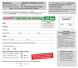 Inscription au D&eacute;fi de Muhlbach.