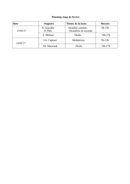 Planning stage de février Date Stagiaire Thème de la