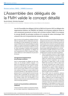 L`Assemblée des délégués de la FMH valide le concept détaillé