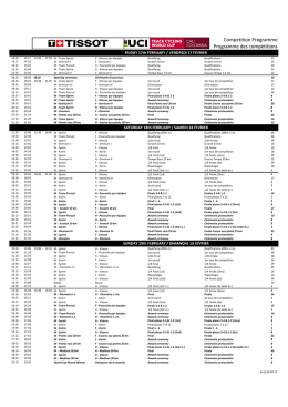 Competition Programme Programme des compétitions