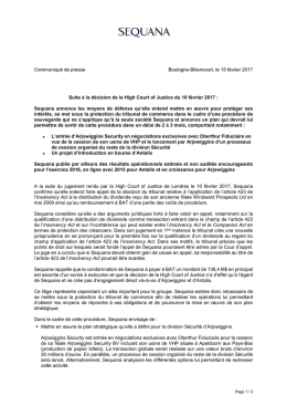 Communiqu&eacute; 15 f&eacute;vrier 2017