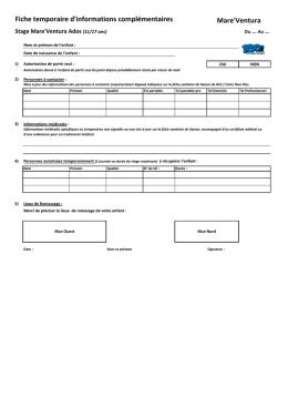 Fiche temporaire d`informations compl&eacute;mentaires Mare`Ventura