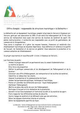 Responsable de structure "la Gélinotte"