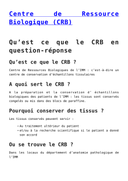 Centre de Ressource Biologique (CRB)