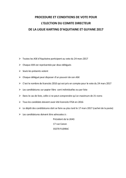 Dispositions électives - karting de l`Aquitaine