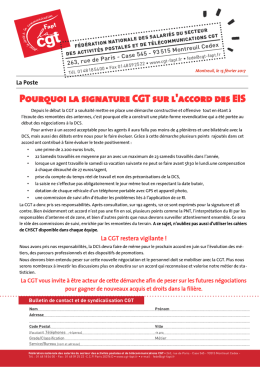 Pourquoi la signature CGT sur l`accord des EIS