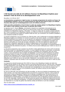 L`UE fournit une aide de 23 millions d`euros &agrave; la
