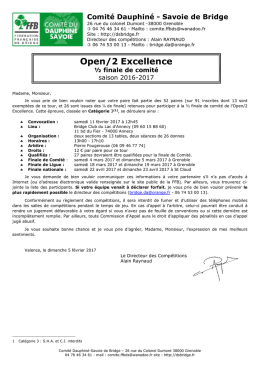 Open/2 Excellence - Comité Dauphiné Savoie de Bridge
