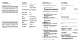 Tagungsprogramm Programme de la journée Anmeldekarte Carte d
