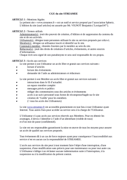 CGU du site STREAMEE ARTICLE 1 : Mentions l&eacute;gales Le pr&eacute;sent