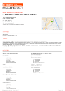 communaut&eacute; th&eacute;rapeutique aurore