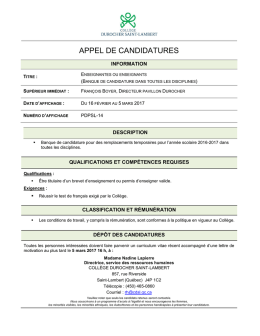 appel de candidatures